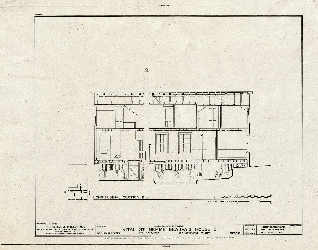 Blueprint HABS MO,97-SAIGEN,20- (Sheet 4 of 7) - Vital St. Gemme Beauvais House I, 20 South Main Street, Sainte Genevieve, Ste. Genevieve County, MO
