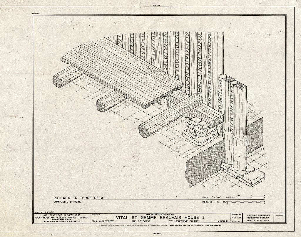 Blueprint HABS MO,97-SAIGEN,20- (Sheet 6 of 7) - Vital St. Gemme Beauvais House I, 20 South Main Street, Sainte Genevieve, Ste. Genevieve County, MO