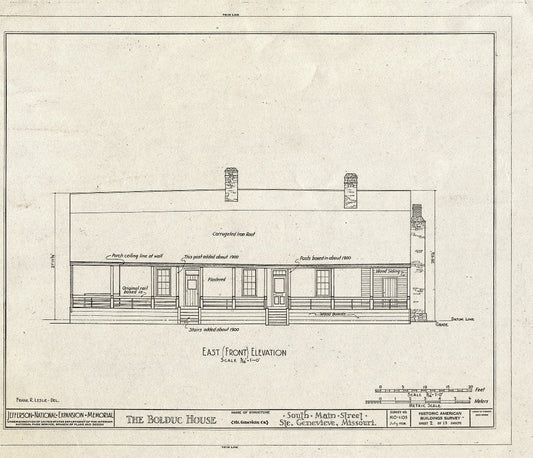 Blueprint HABS MO,97-SAIGEN,6- (Sheet 2 of 13) - Louis Bolduc House, 123 South Main Street, Sainte Genevieve, Ste. Genevieve County, MO