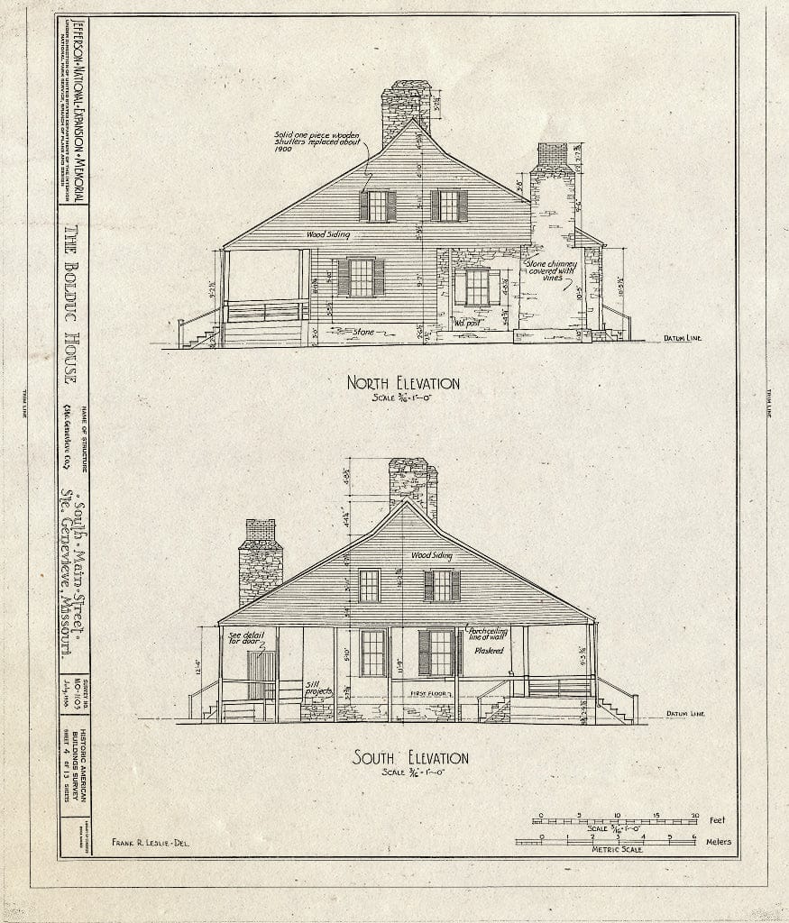 Blueprint HABS MO,97-SAIGEN,6- (Sheet 4 of 13) - Louis Bolduc House, 123 South Main Street, Sainte Genevieve, Ste. Genevieve County, MO