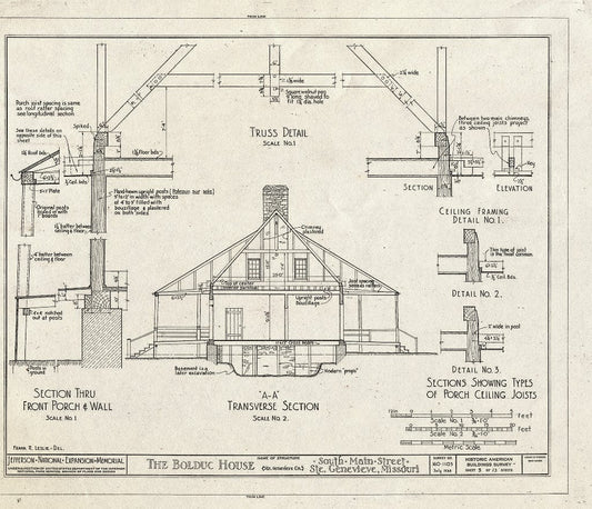 Blueprint HABS MO,97-SAIGEN,6- (Sheet 5 of 13) - Louis Bolduc House, 123 South Main Street, Sainte Genevieve, Ste. Genevieve County, MO