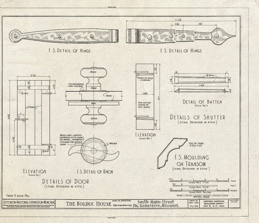 Blueprint HABS MO,97-SAIGEN,6- (Sheet 8 of 13) - Louis Bolduc House, 123 South Main Street, Sainte Genevieve, Ste. Genevieve County, MO