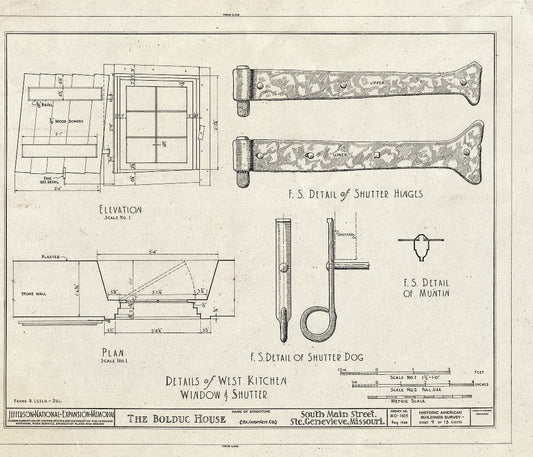 Blueprint HABS MO,97-SAIGEN,6- (Sheet 9 of 13) - Louis Bolduc House, 123 South Main Street, Sainte Genevieve, Ste. Genevieve County, MO