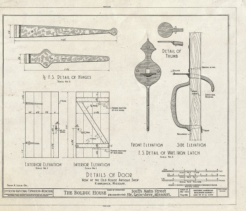 Blueprint HABS MO,97-SAIGEN,6- (Sheet 10 of 13) - Louis Bolduc House, 123 South Main Street, Sainte Genevieve, Ste. Genevieve County, MO