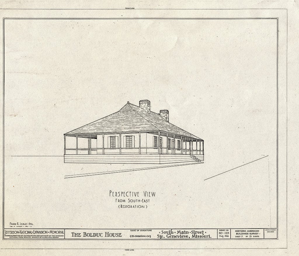 Blueprint HABS MO,97-SAIGEN,6- (Sheet 11 of 13) - Louis Bolduc House, 123 South Main Street, Sainte Genevieve, Ste. Genevieve County, MO