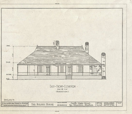 Blueprint HABS MO,97-SAIGEN,6- (Sheet 12 of 13) - Louis Bolduc House, 123 South Main Street, Sainte Genevieve, Ste. Genevieve County, MO