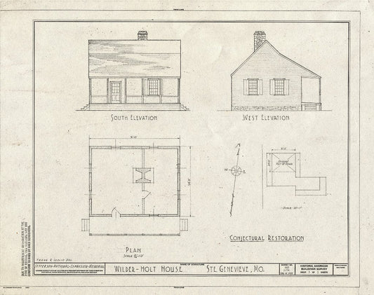 Blueprint HABS MO,97-SAIGEN,35- (Sheet 1 of 1) - Linden House, 116 South Main Street, Sainte Genevieve, Ste. Genevieve County, MO