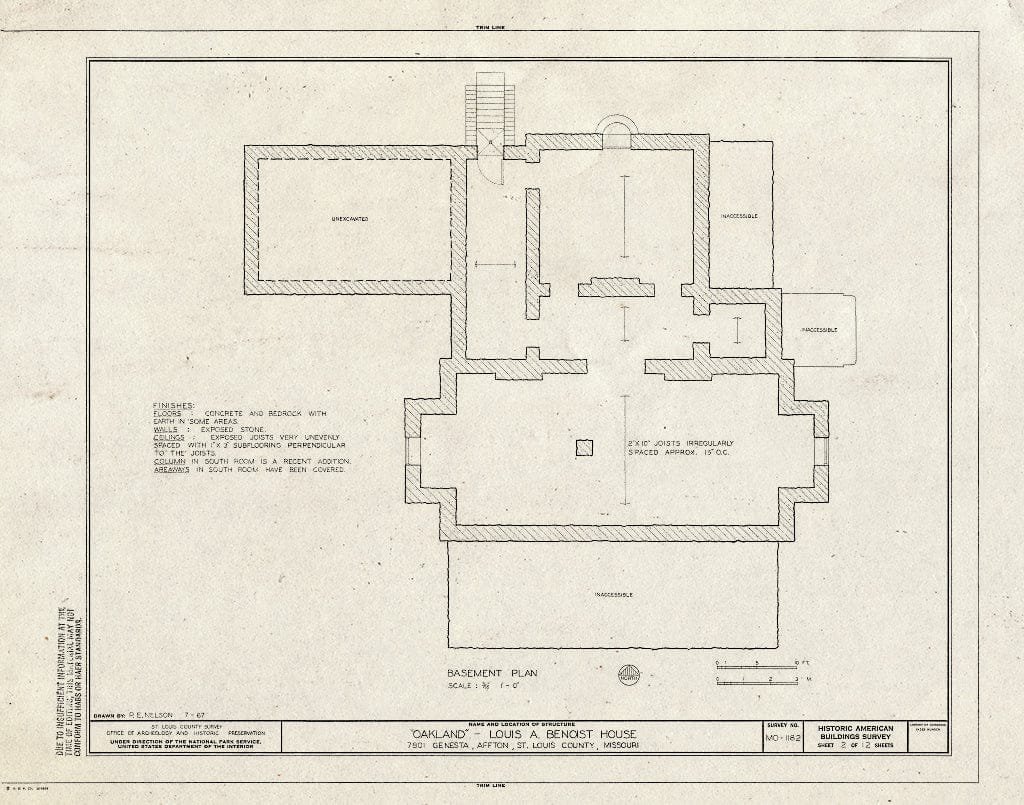 Blueprint HABS MO,95-AFT,1- (Sheet 2 of 12) - Oakland, 7801 Genesta Street, Affton, St. Louis County, MO
