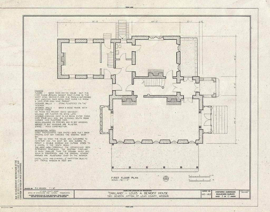 Blueprint HABS MO,95-AFT,1- (Sheet 3 of 12) - Oakland, 7801 Genesta Street, Affton, St. Louis County, MO