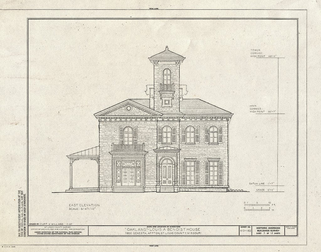 Blueprint HABS MO,95-AFT,1- (Sheet 5 of 12) - Oakland, 7801 Genesta Street, Affton, St. Louis County, MO
