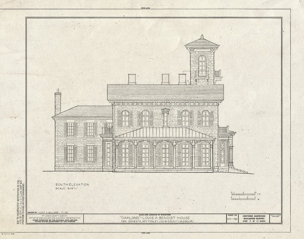 Blueprint HABS MO,95-AFT,1- (Sheet 6 of 12) - Oakland, 7801 Genesta Street, Affton, St. Louis County, MO