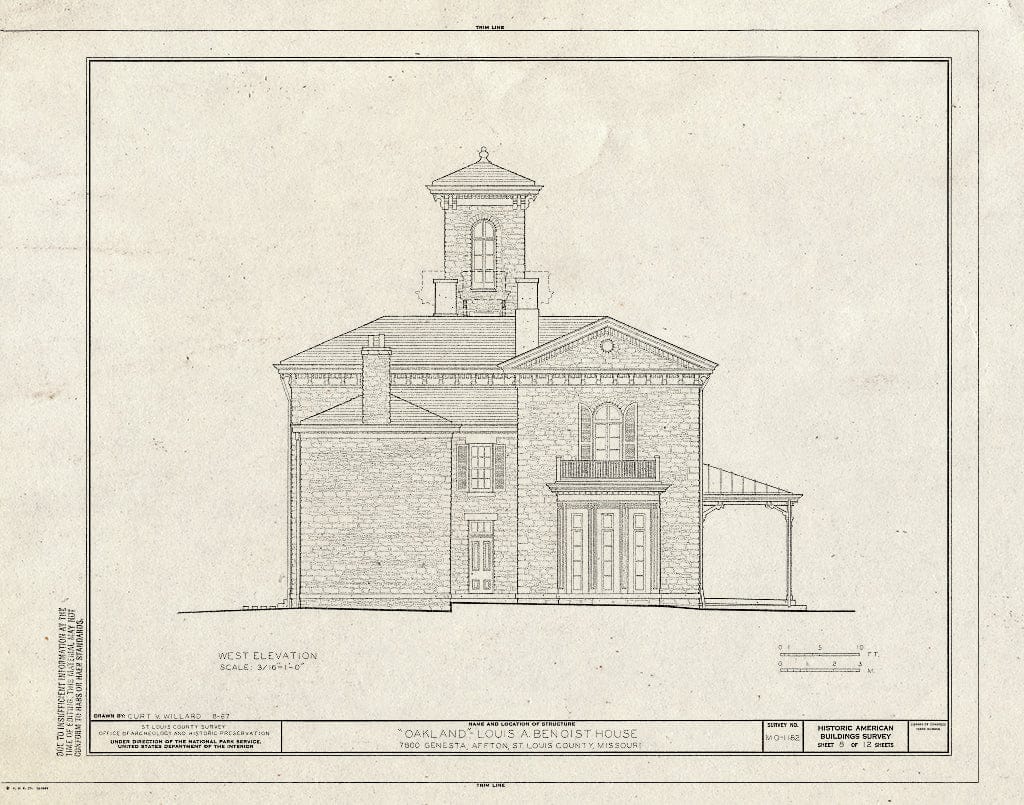 Blueprint HABS MO,95-AFT,1- (Sheet 8 of 12) - Oakland, 7801 Genesta Street, Affton, St. Louis County, MO