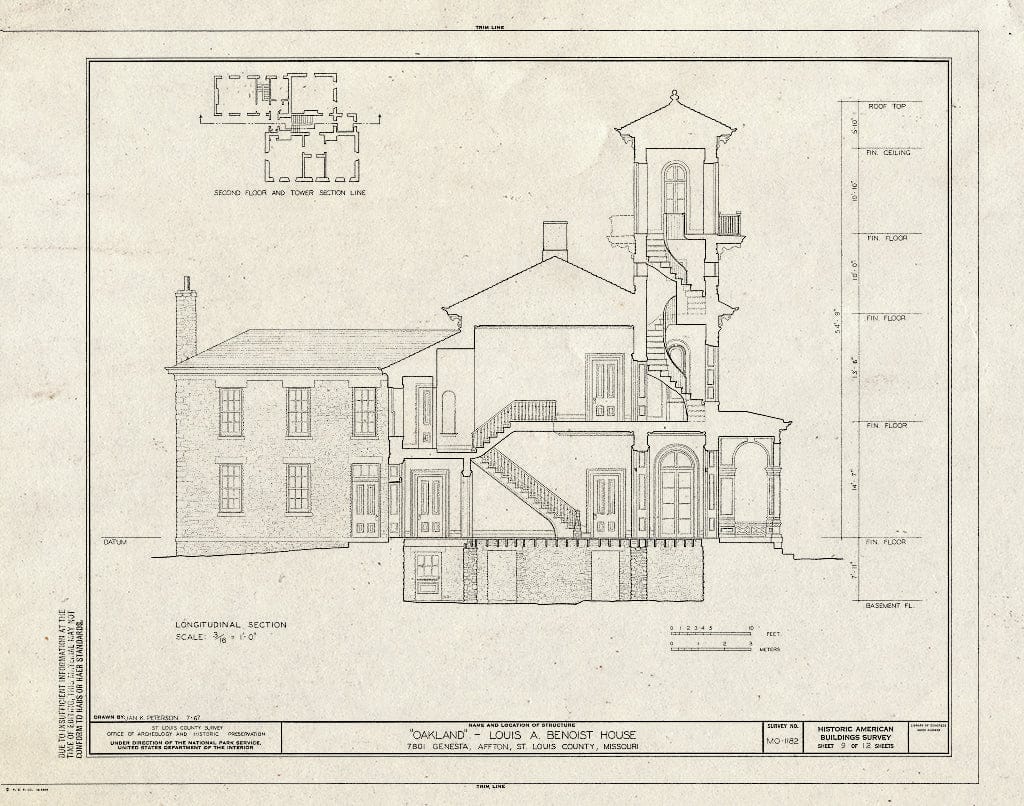 Blueprint HABS MO,95-AFT,1- (Sheet 9 of 12) - Oakland, 7801 Genesta Street, Affton, St. Louis County, MO