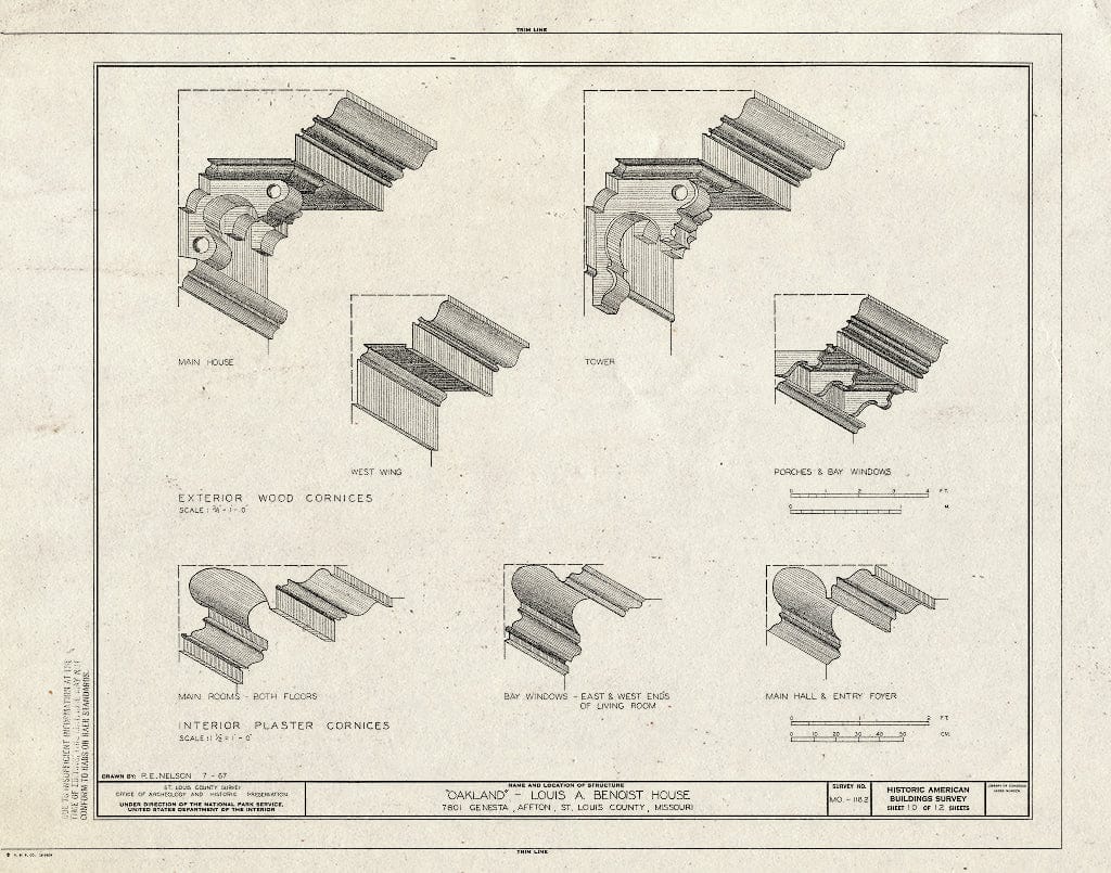 Blueprint HABS MO,95-AFT,1- (Sheet 10 of 12) - Oakland, 7801 Genesta Street, Affton, St. Louis County, MO