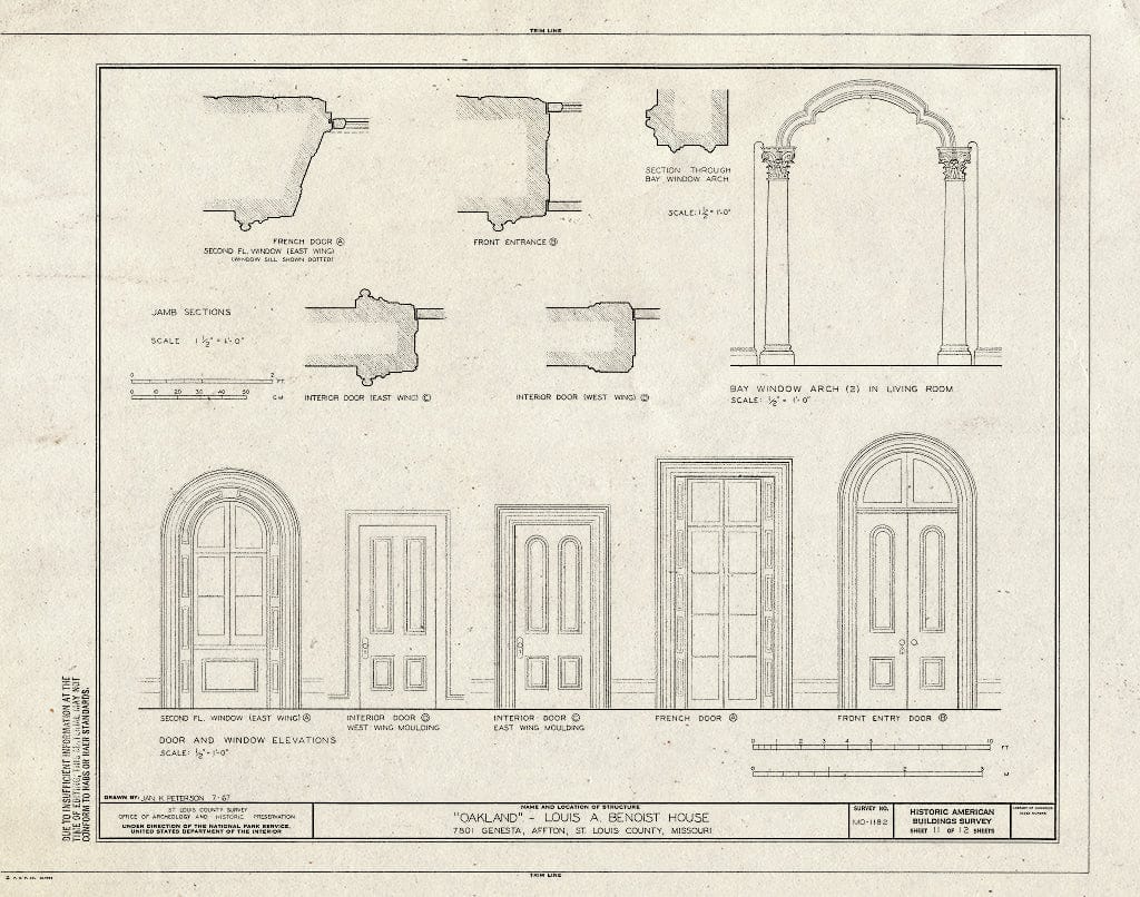 Blueprint HABS MO,95-AFT,1- (Sheet 11 of 12) - Oakland, 7801 Genesta Street, Affton, St. Louis County, MO