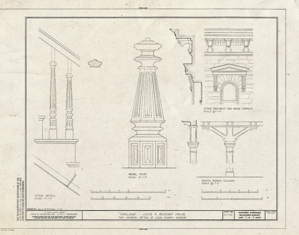 Blueprint HABS MO,95-AFT,1- (Sheet 12 of 12) - Oakland, 7801 Genesta Street, Affton, St. Louis County, MO