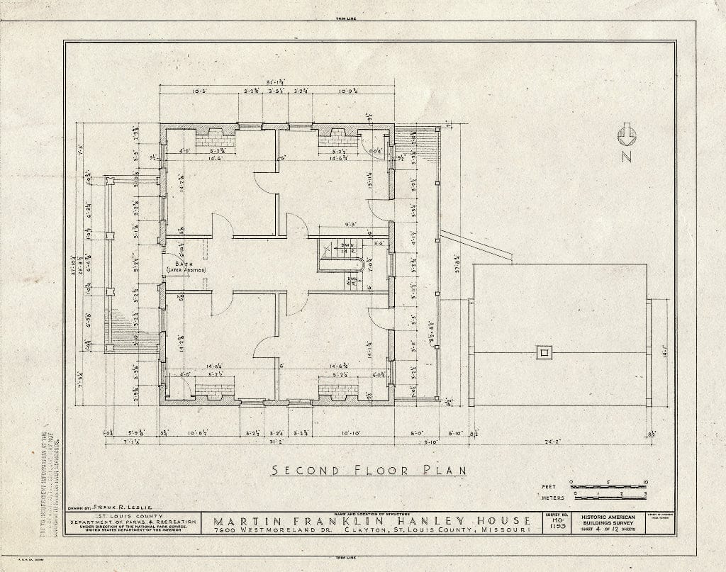 Blueprint HABS MO,95-CLAYT,1- (Sheet 4 of 12) - Martin F. Hanley House, 7600 Westmoreland Drive, Clayton, St. Louis County, MO