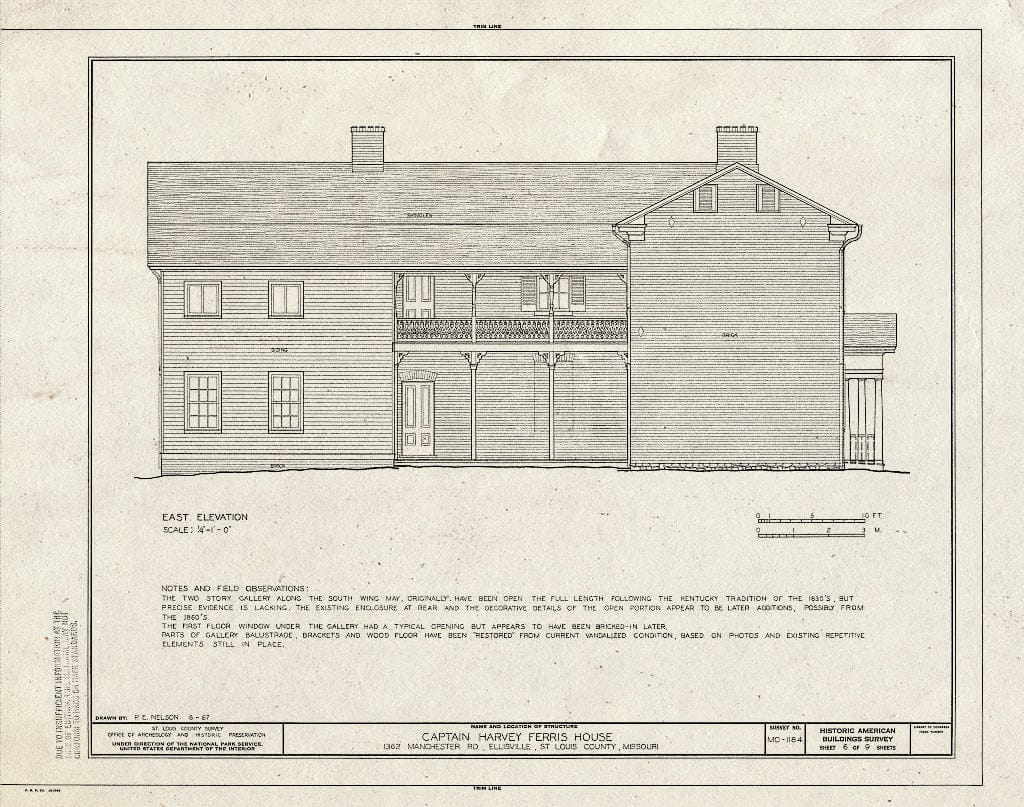 Blueprint HABS MO,95-Ellis,1- (Sheet 6 of 9) - Captain Harvey Ferris House, 1362 Manchester Road, Ellisville, St. Louis County, MO