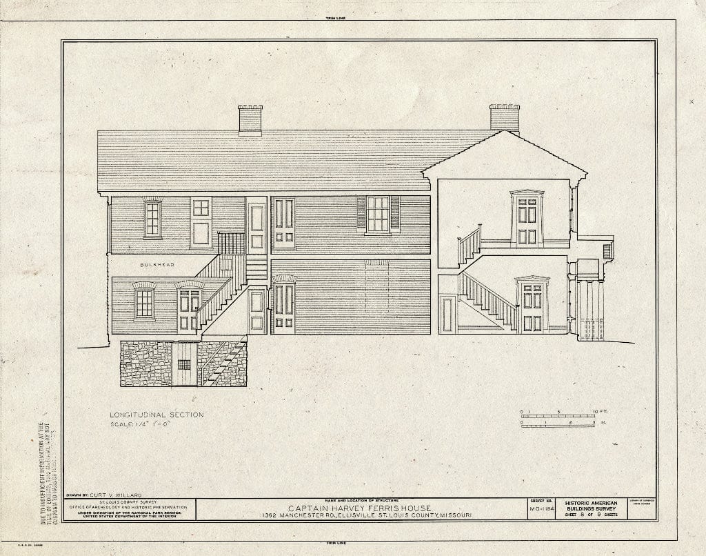 Blueprint HABS MO,95-Ellis,1- (Sheet 8 of 9) - Captain Harvey Ferris House, 1362 Manchester Road, Ellisville, St. Louis County, MO