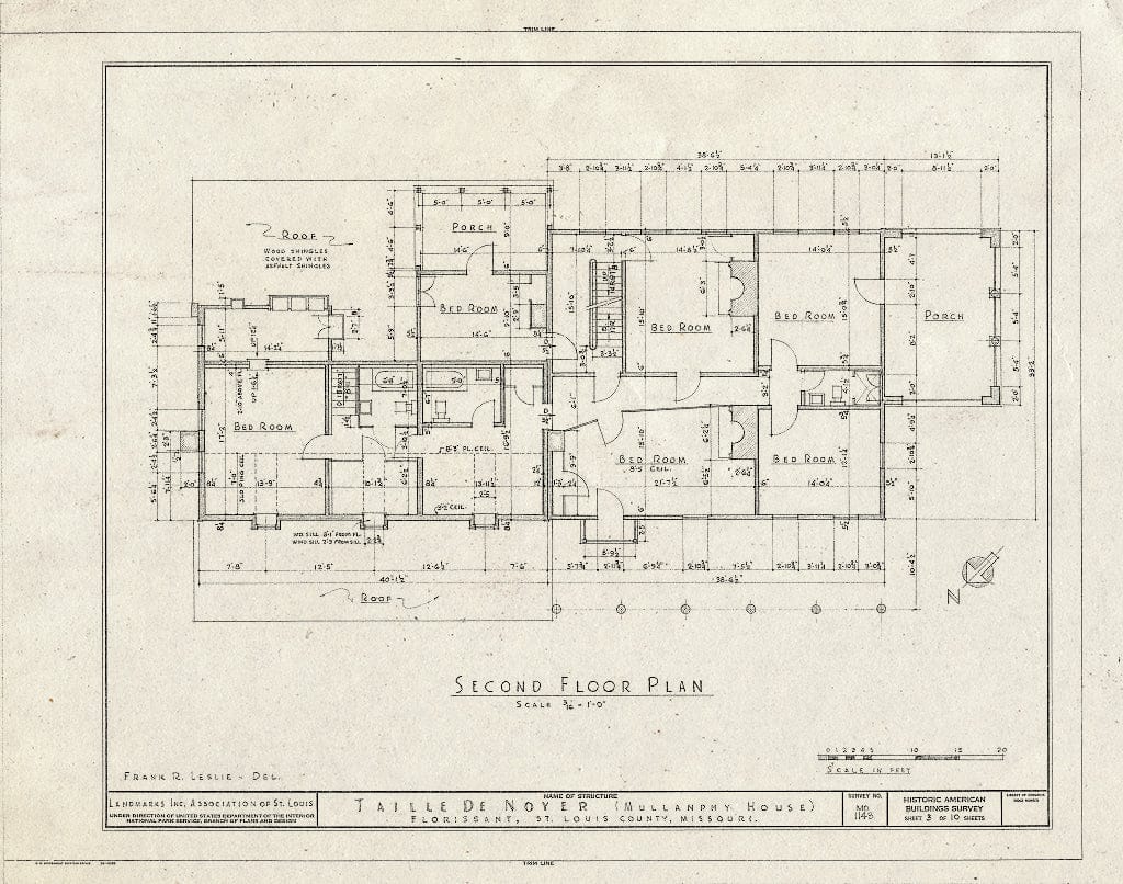 Blueprint HABS MO,95-Flori.V,2- (Sheet 3 of 10) - Taille de Noyer, 400 Taille de Noyer, Florissant, St. Louis County, MO