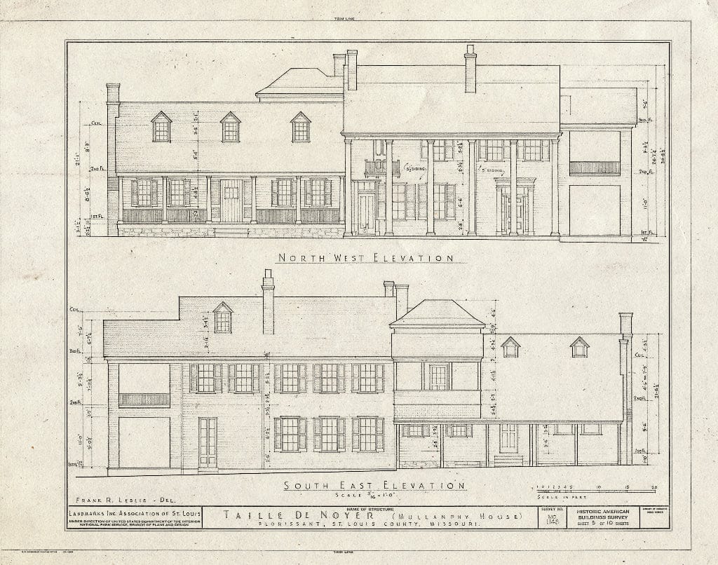 Blueprint HABS MO,95-Flori.V,2- (Sheet 5 of 10) - Taille de Noyer, 400 Taille de Noyer, Florissant, St. Louis County, MO