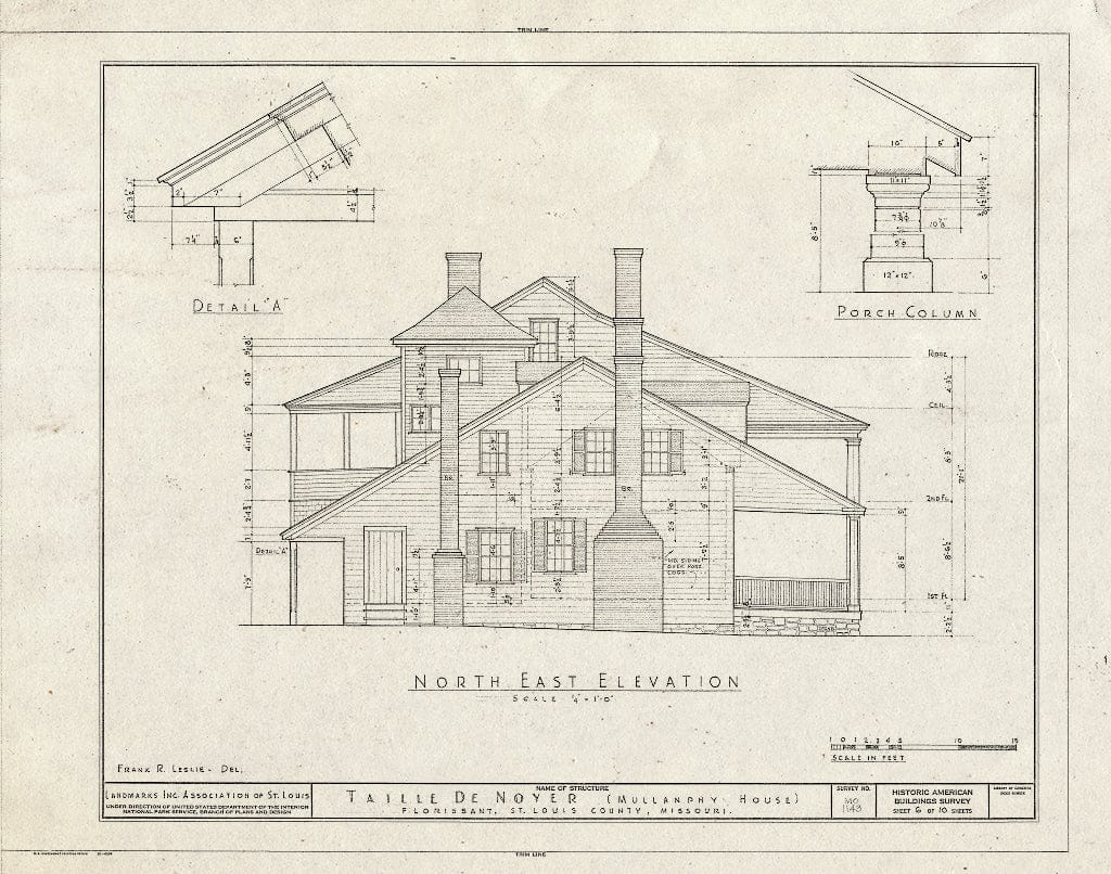 Blueprint HABS MO,95-Flori.V,2- (Sheet 6 of 10) - Taille de Noyer, 400 Taille de Noyer, Florissant, St. Louis County, MO