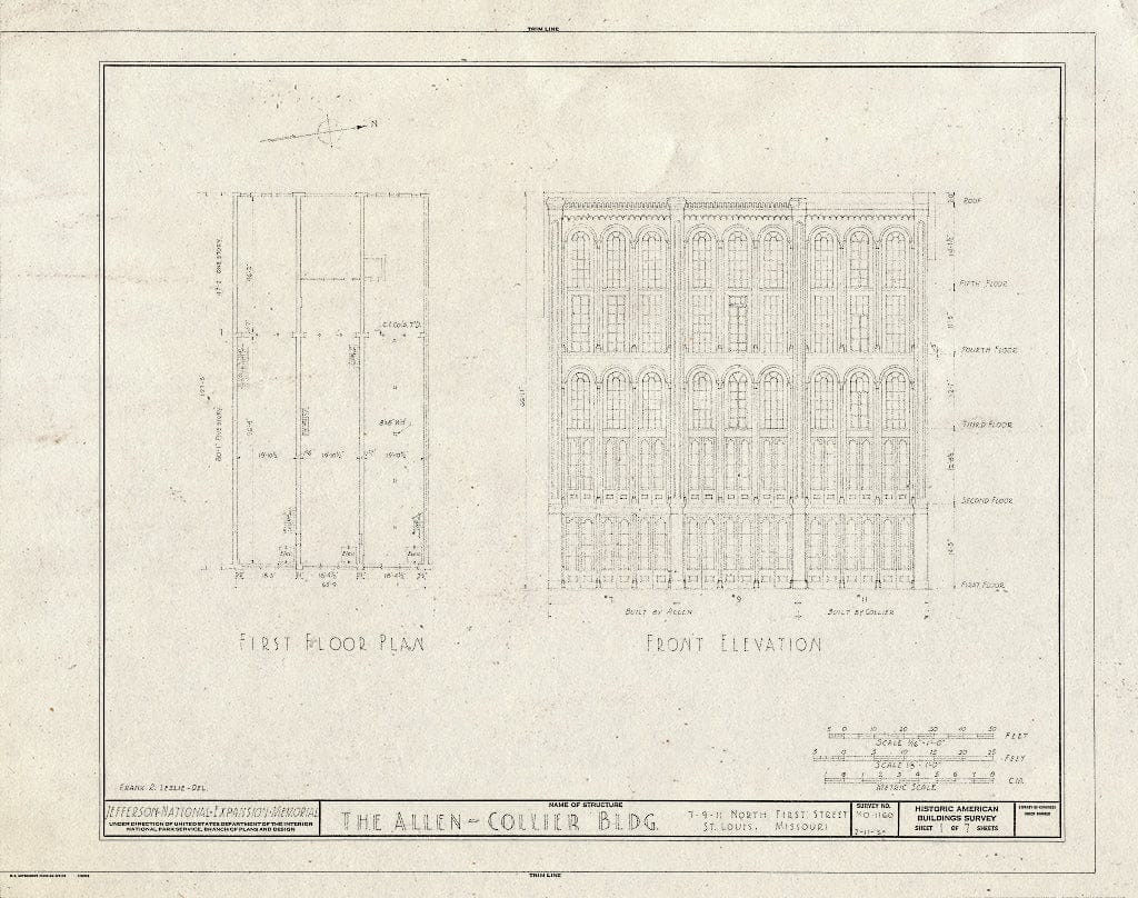 Blueprint HABS MO,96-SALU,71- (Sheet 1 of 7) - Allen-Collier Building, 7-11 North First Street, Saint Louis, Independent City, MO