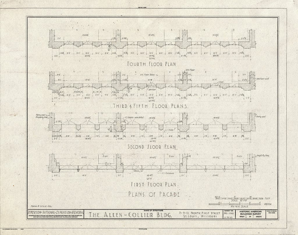 Blueprint HABS MO,96-SALU,71- (Sheet 2 of 7) - Allen-Collier Building, 7-11 North First Street, Saint Louis, Independent City, MO