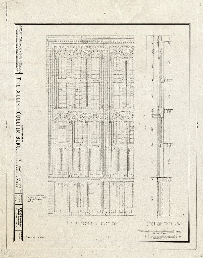 Blueprint HABS MO,96-SALU,71- (Sheet 3 of 7) - Allen-Collier Building, 7-11 North First Street, Saint Louis, Independent City, MO