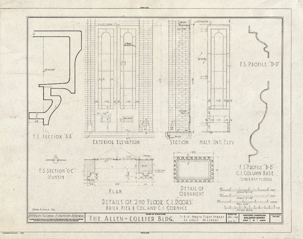 Blueprint HABS MO,96-SALU,71- (Sheet 5 of 7) - Allen-Collier Building, 7-11 North First Street, Saint Louis, Independent City, MO