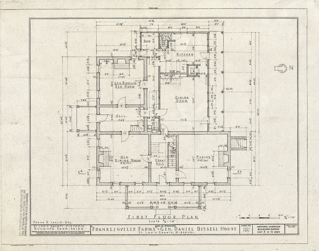 Blueprint HABS MO,95-BELNEB,1- (Sheet 3 of 15) - Franklinville Farms, 10225 Bellefontaine Road, Bellefontaine, St. Louis County, MO