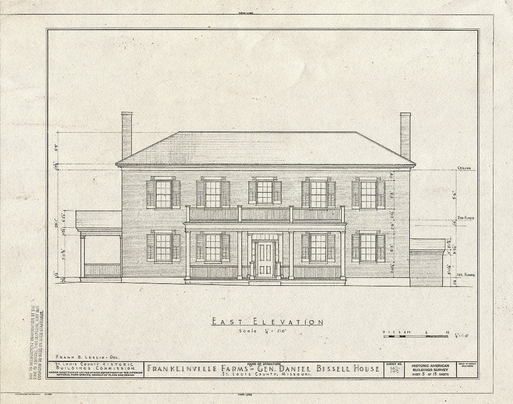 Blueprint HABS MO,95-BELNEB,1- (Sheet 5 of 15) - Franklinville Farms, 10225 Bellefontaine Road, Bellefontaine, St. Louis County, MO