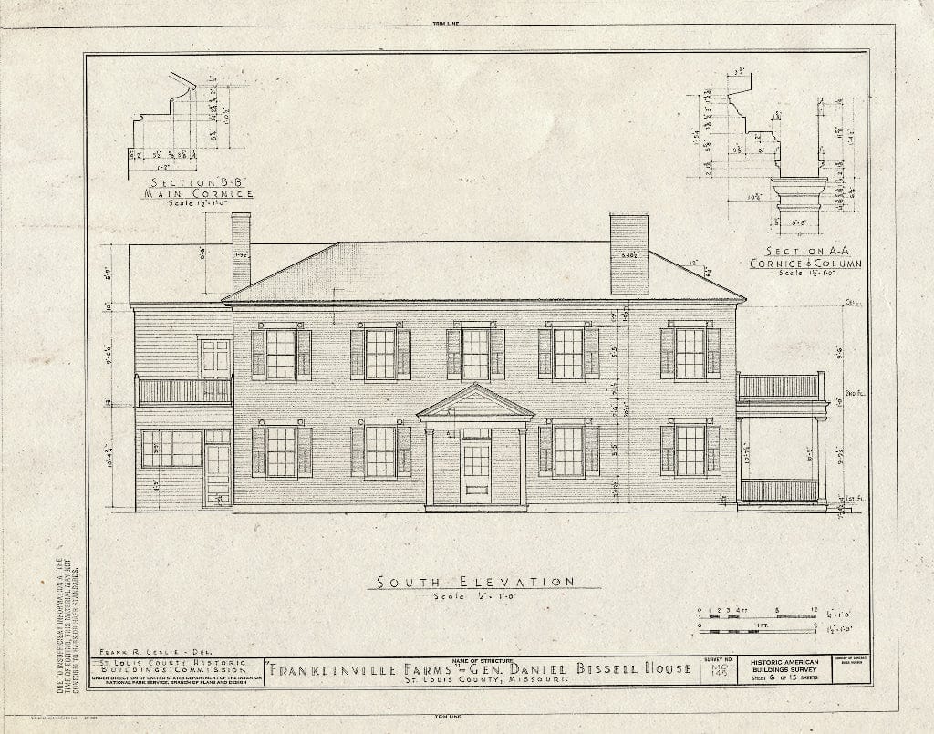 Blueprint HABS MO,95-BELNEB,1- (Sheet 6 of 15) - Franklinville Farms, 10225 Bellefontaine Road, Bellefontaine, St. Louis County, MO
