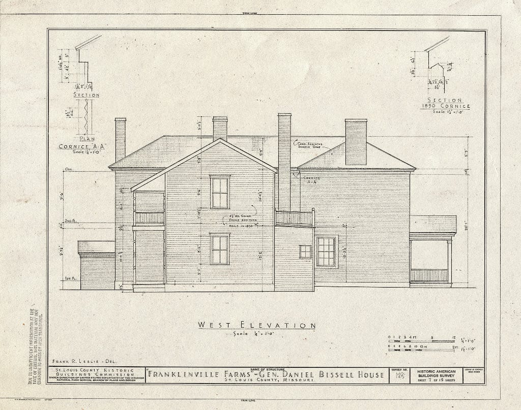 Blueprint HABS MO,95-BELNEB,1- (Sheet 7 of 15) - Franklinville Farms, 10225 Bellefontaine Road, Bellefontaine, St. Louis County, MO