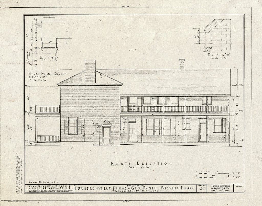 Blueprint HABS MO,95-BELNEB,1- (Sheet 8 of 15) - Franklinville Farms, 10225 Bellefontaine Road, Bellefontaine, St. Louis County, MO