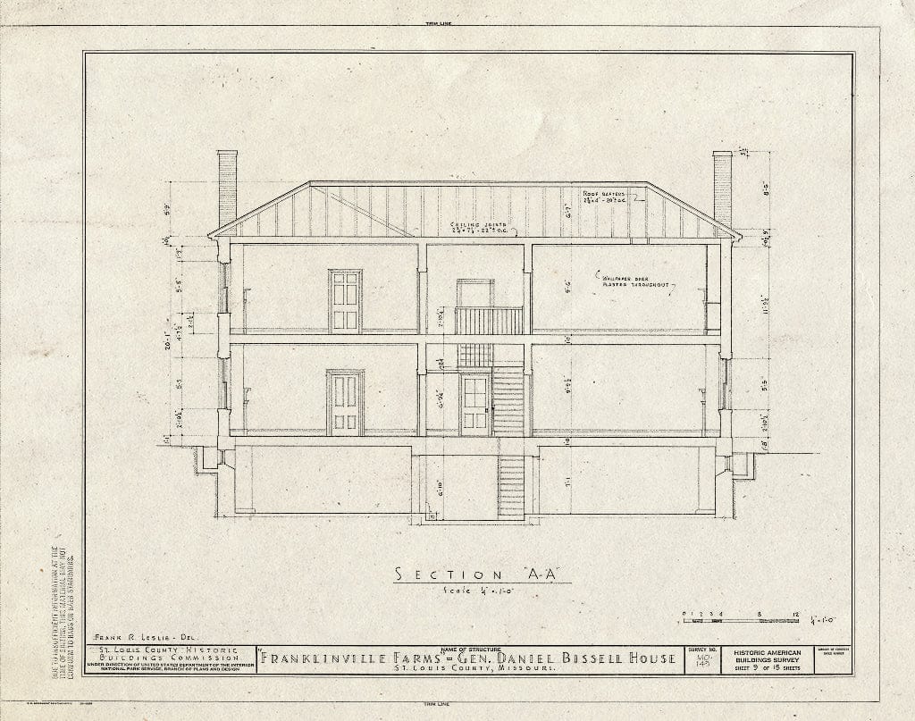 Blueprint HABS MO,95-BELNEB,1- (Sheet 9 of 15) - Franklinville Farms, 10225 Bellefontaine Road, Bellefontaine, St. Louis County, MO