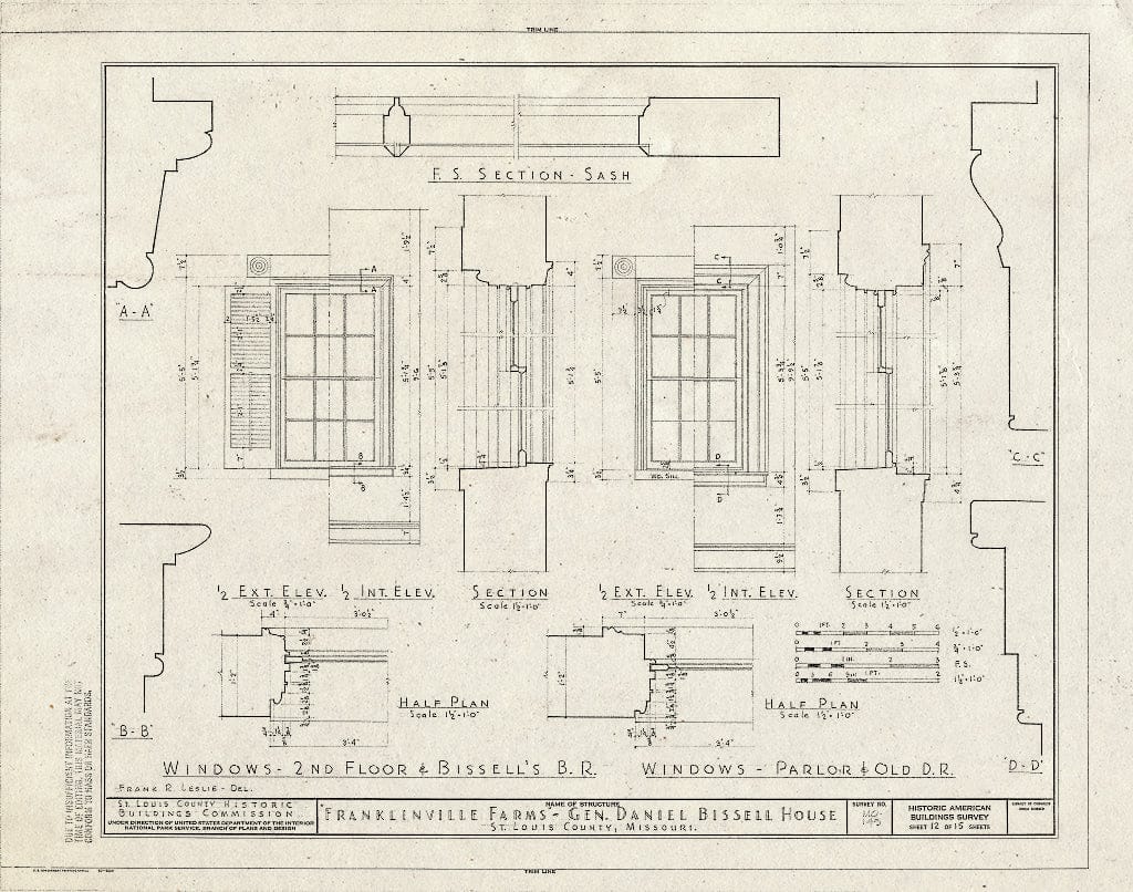 Blueprint HABS MO,95-BELNEB,1- (Sheet 12 of 15) - Franklinville Farms, 10225 Bellefontaine Road, Bellefontaine, St. Louis County, MO