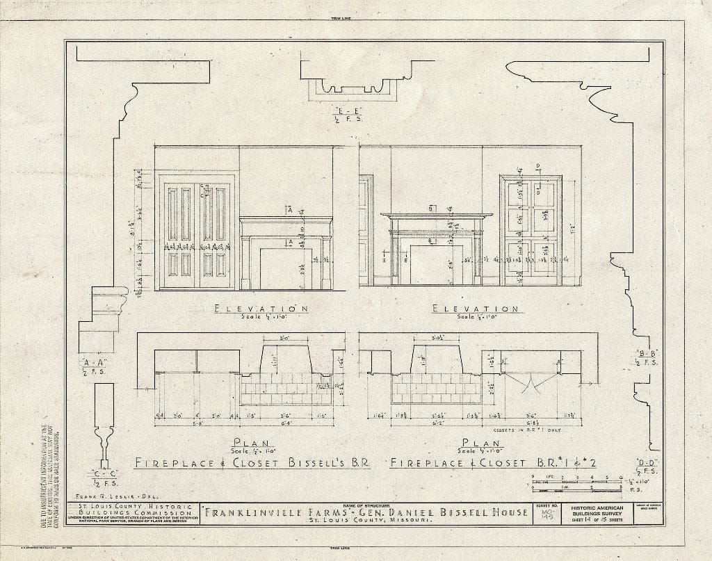 Blueprint HABS MO,95-BELNEB,1- (Sheet 14 of 15) - Franklinville Farms, 10225 Bellefontaine Road, Bellefontaine, St. Louis County, MO