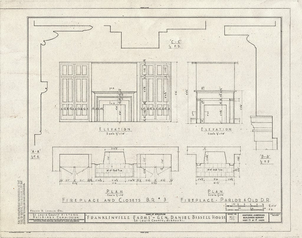 Blueprint HABS MO,95-BELNEB,1- (Sheet 15 of 15) - Franklinville Farms, 10225 Bellefontaine Road, Bellefontaine, St. Louis County, MO