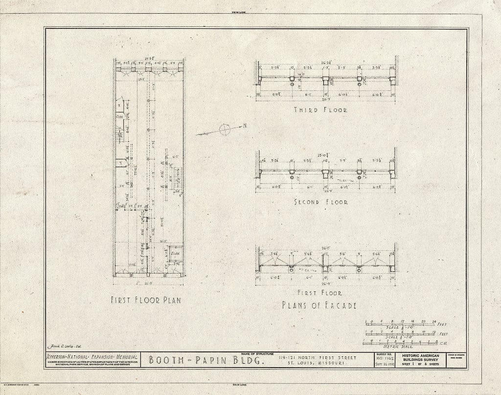 Blueprint HABS MO,96-SALU,73- (Sheet 1 of 6) - Booth-Papin Building, 119-121 North First Street, Saint Louis, Independent City, MO