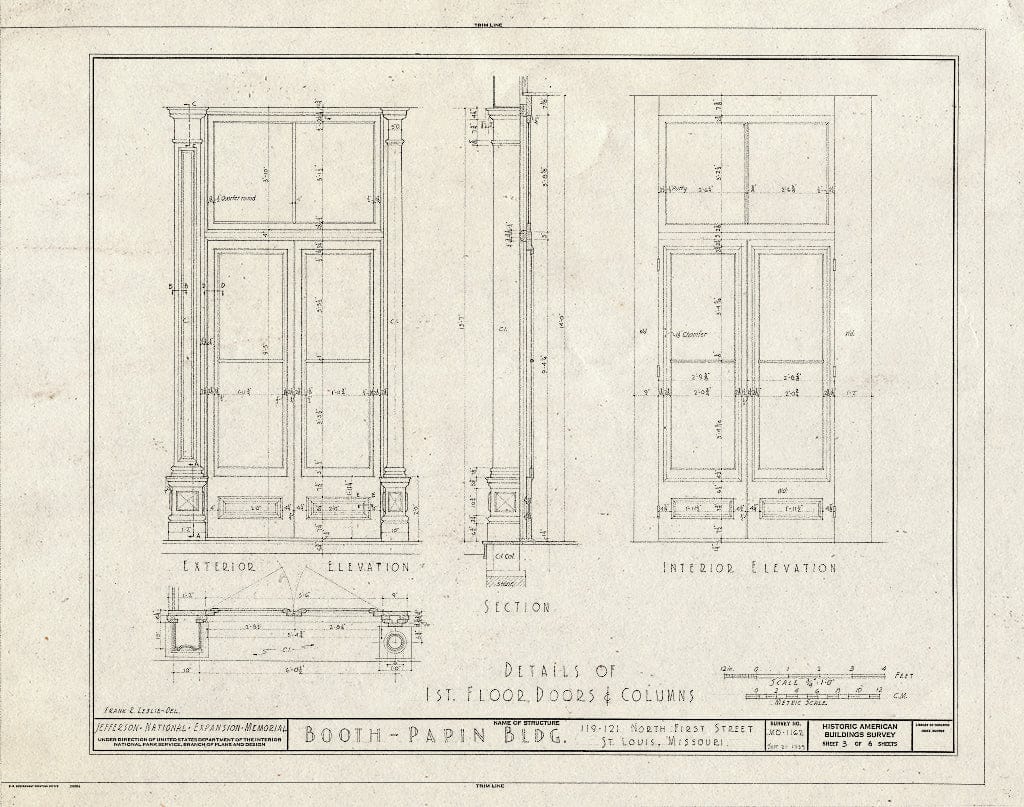 Blueprint HABS MO,96-SALU,73- (Sheet 3 of 6) - Booth-Papin Building, 119-121 North First Street, Saint Louis, Independent City, MO