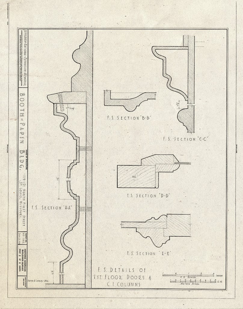 Blueprint HABS MO,96-SALU,73- (Sheet 4 of 6) - Booth-Papin Building, 119-121 North First Street, Saint Louis, Independent City, MO