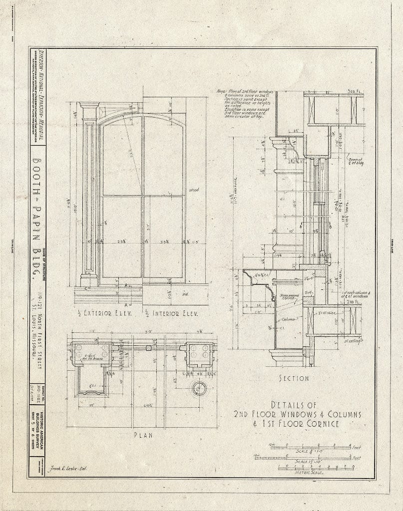 Blueprint HABS MO,96-SALU,73- (Sheet 5 of 6) - Booth-Papin Building, 119-121 North First Street, Saint Louis, Independent City, MO