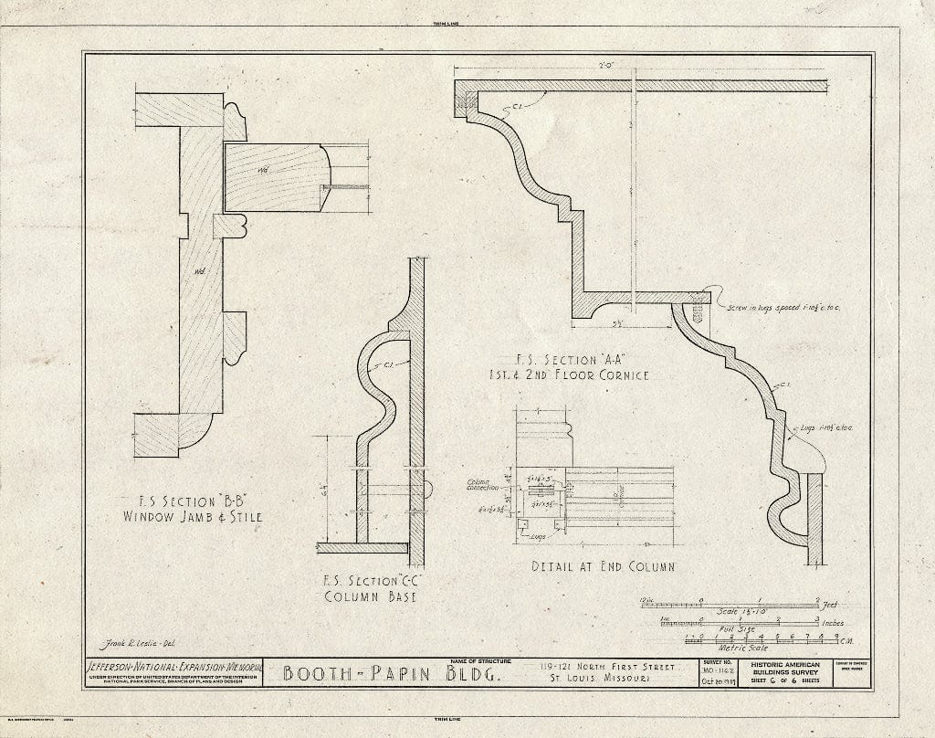 Blueprint HABS MO,96-SALU,73- (Sheet 6 of 6) - Booth-Papin Building, 119-121 North First Street, Saint Louis, Independent City, MO