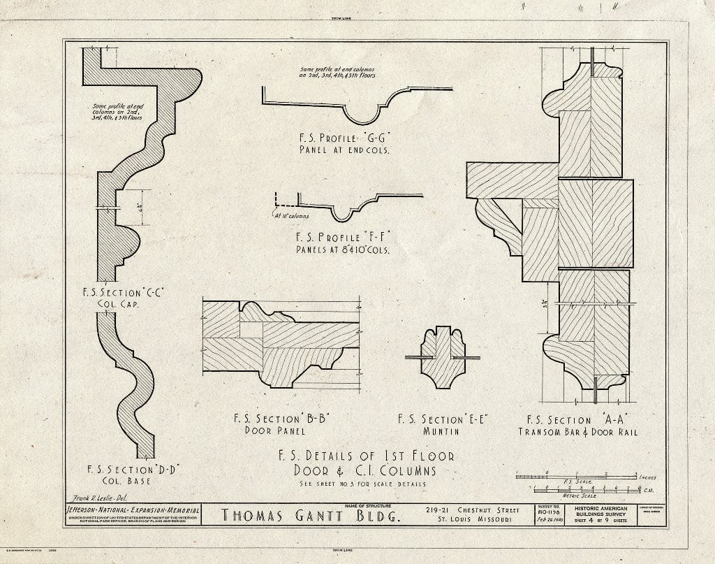 Blueprint HABS MO,96-SALU,70- (Sheet 4 of 9) - Thomas Gantt Building, 219-221 Chestnut Street, Saint Louis, Independent City, MO