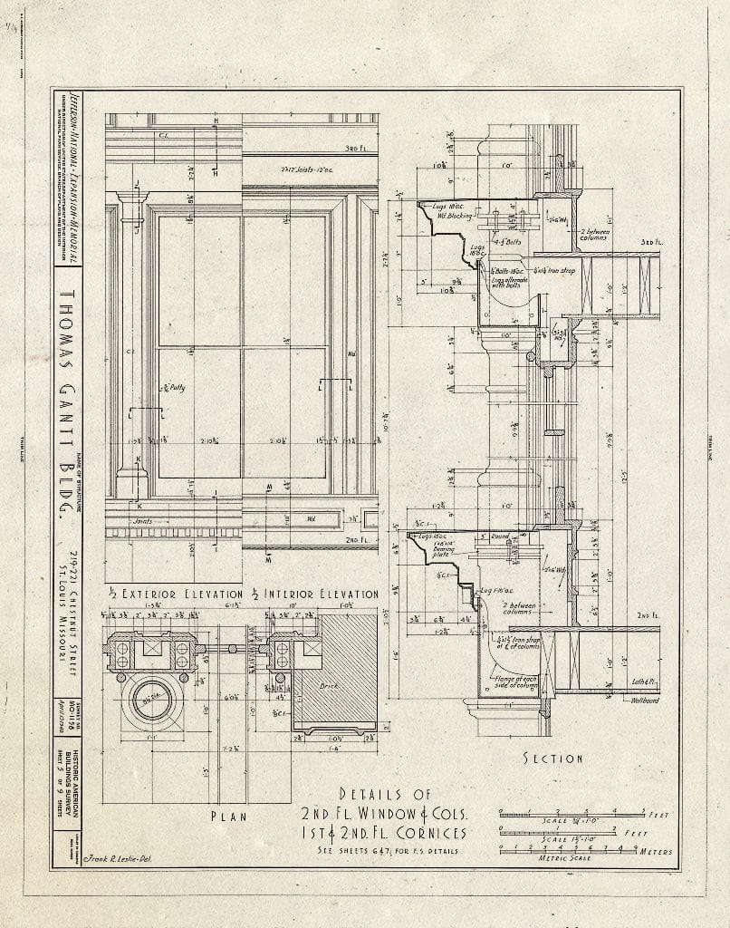 Blueprint HABS MO,96-SALU,70- (Sheet 5 of 9) - Thomas Gantt Building, 219-221 Chestnut Street, Saint Louis, Independent City, MO
