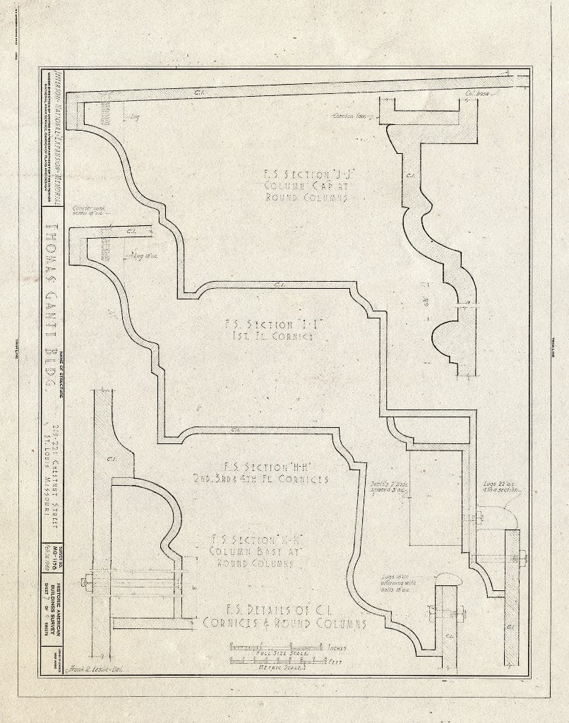 Blueprint HABS MO,96-SALU,70- (Sheet 7 of 9) - Thomas Gantt Building, 219-221 Chestnut Street, Saint Louis, Independent City, MO