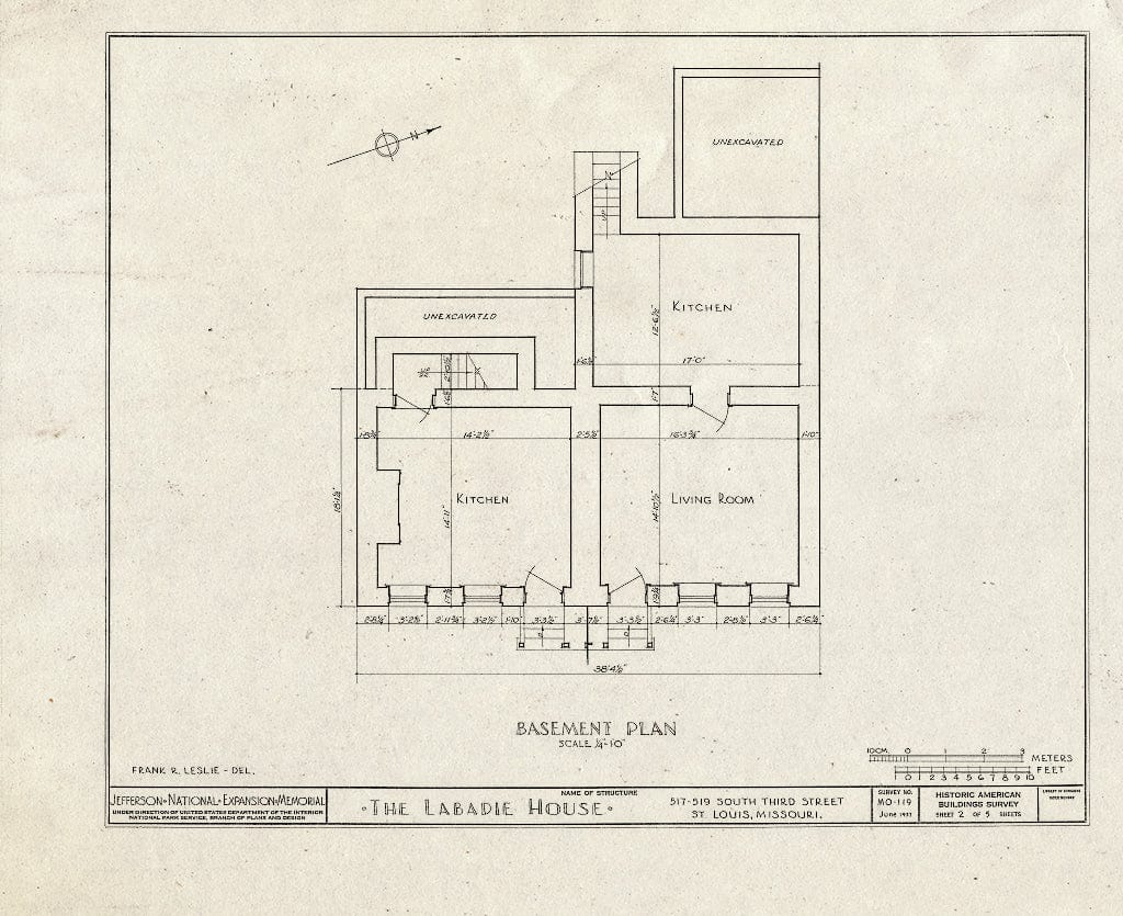 Blueprint HABS MO,96-SALU,30- (Sheet 2 of 5) - Labadie House, 517-19 South Third Street, Saint Louis, Independent City, MO