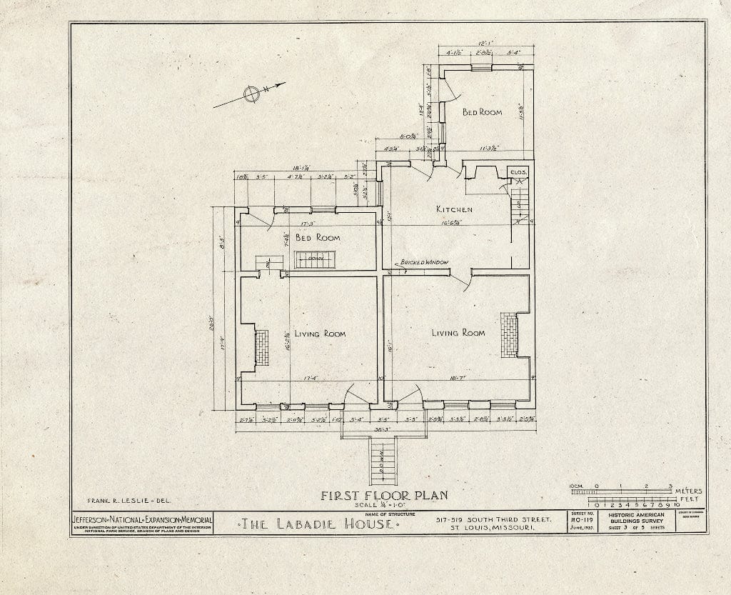 Blueprint HABS MO,96-SALU,30- (Sheet 3 of 5) - Labadie House, 517-19 South Third Street, Saint Louis, Independent City, MO