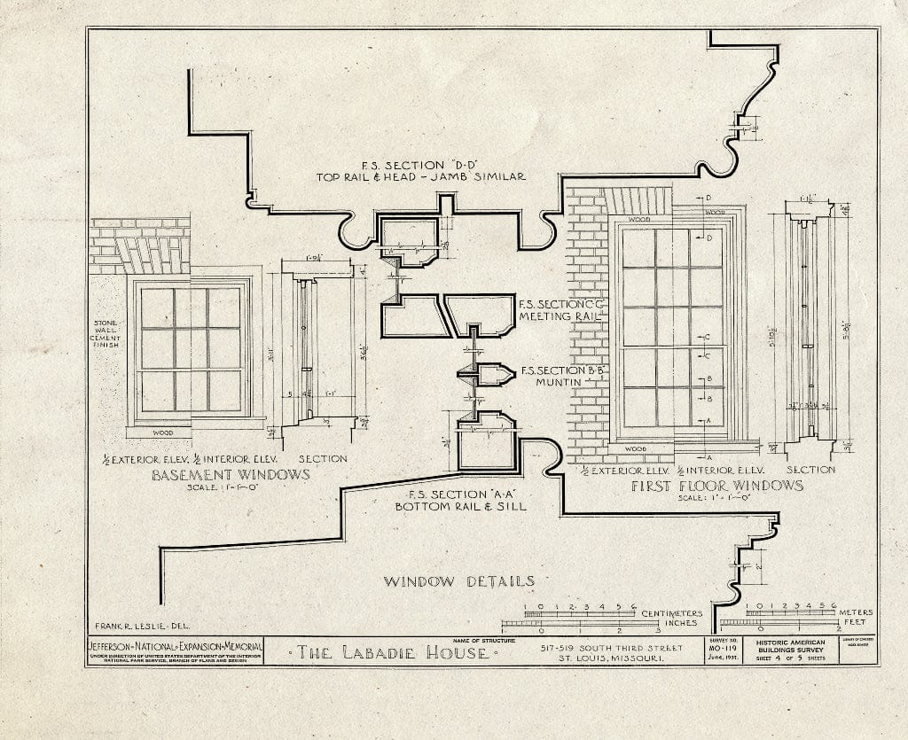 Blueprint HABS MO,96-SALU,30- (Sheet 4 of 5) - Labadie House, 517-19 South Third Street, Saint Louis, Independent City, MO